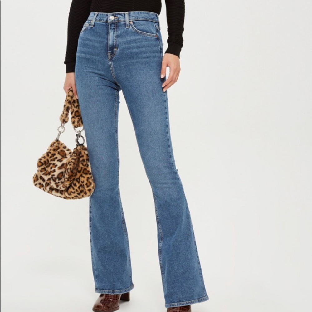 Topshop Blue Jamie Flare Jeans